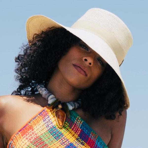 Handcrafted Lexie Panama Bucket Hat in Toquilla Straw with Crochet Crown and Brisa Weave Brim by Sol Authentica