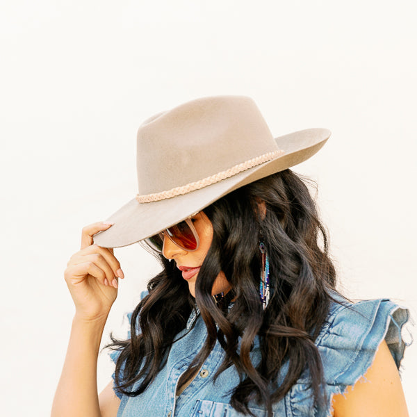 Louie Mountain Hat by Sol Authentica, perfect for outdoor enthusiasts, featuring a unique flip brim and braided leather headband.