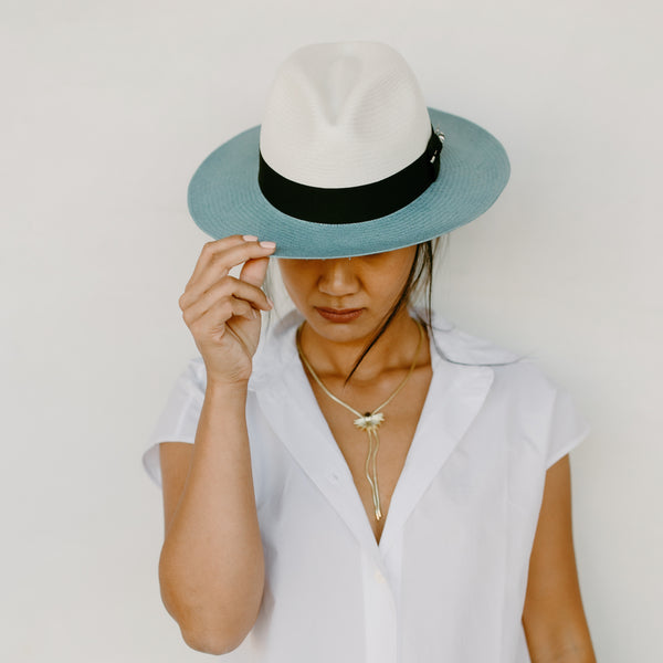 The City Hat: Chandler - two-toned toquilla straw fedora handcrafted in Ecuador, perfect for any occasion