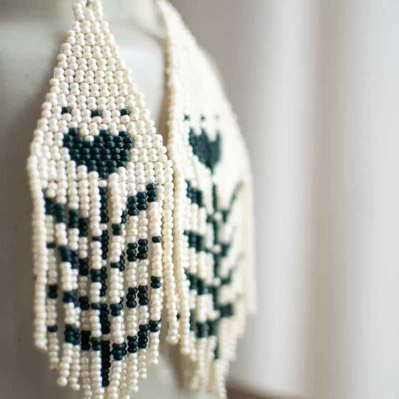 Handmade Guatemalan beaded earrings, a bold addition to any wardrobe