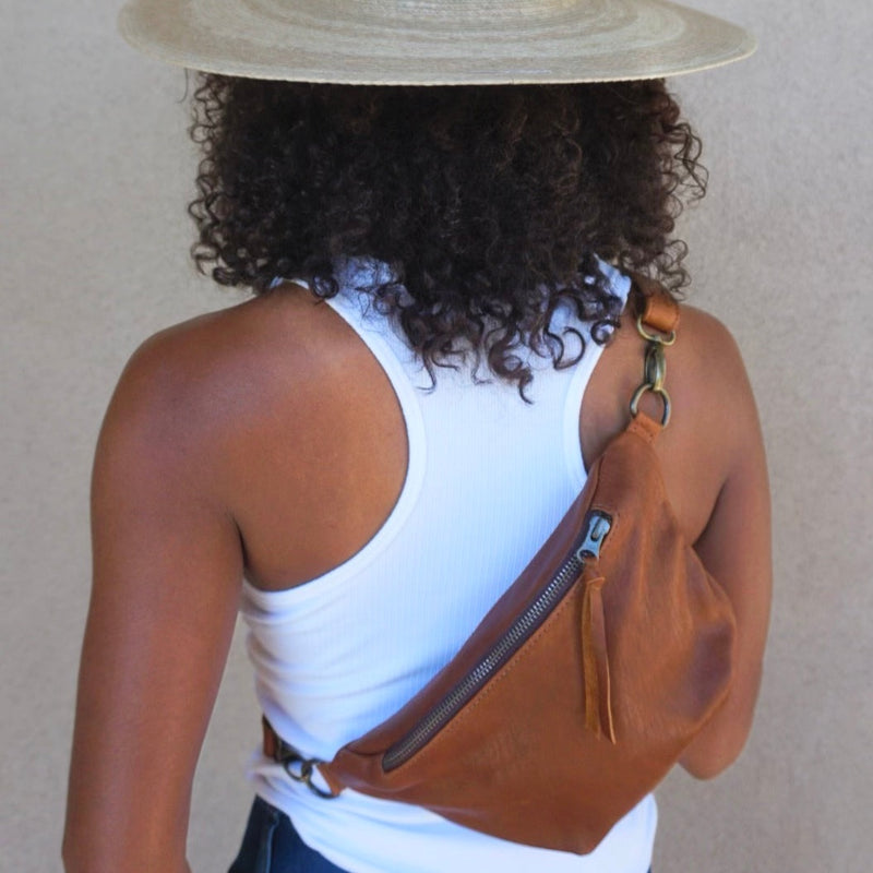 Sustainably produced Nina sling bag with adjustable strap for crossbody or waist wear