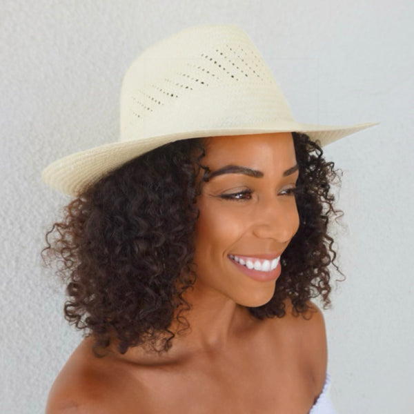 Minimalist Rowan hat handwoven from Toquilla straw with short brim for shade