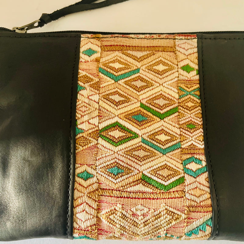 Vintage Convertible Crossbody Bag in Midnight with unique Mayan huipil, handcrafted by artisans in Guatemala