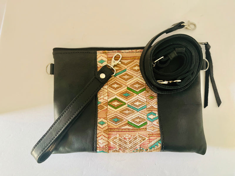 One-of-a-kind Vintage Crossbody Bag with huipil detailing, showcasing the rich history and craftsmanship
