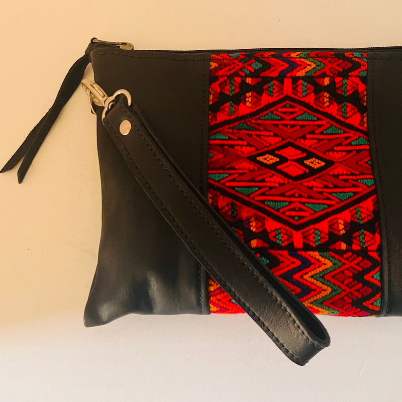 One-of-a-kind Vintage Crossbody Bag with huipil detailing, showcasing the rich history and craftsmanship of Panajachel, Guatemala