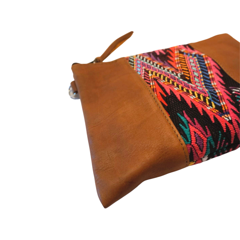 Versatile Vintage Crossbody Bag in Cafe, blending contemporary design with the rich history of Mayan weaving techniques
