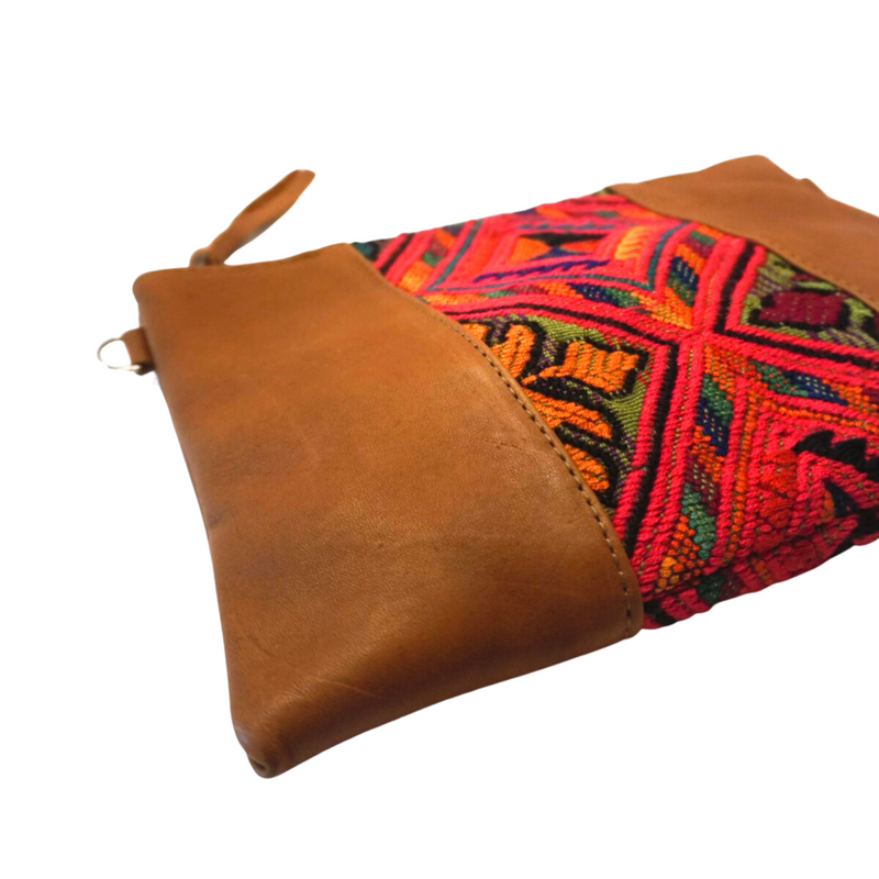 Sustainably made Cafe Convertible Bag adorned with a traditional huipil
