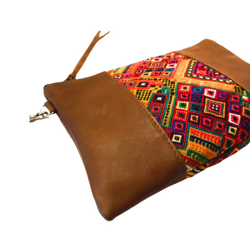 Versatile and Sustainable Vintage Bag in Cafe, blending contemporary design with rich Mayan weaving history
