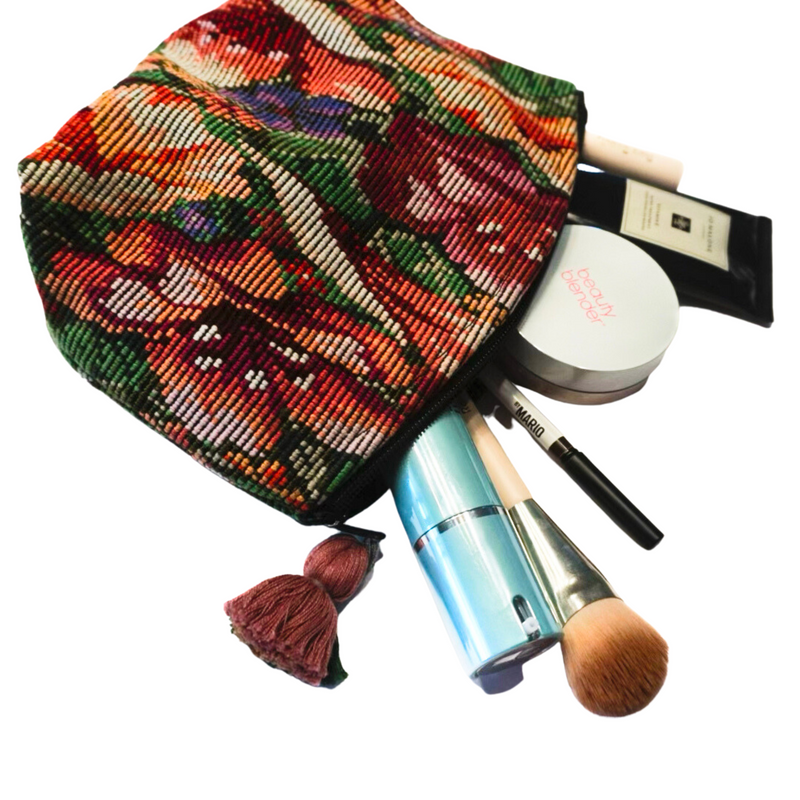 Medium-sized cosmetic bag measuring 10 inches in height and 8 inches in width, perfect for travel or daily essentials