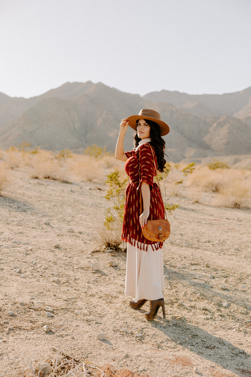 Vida Leather & Jade Saddlebag in Camel