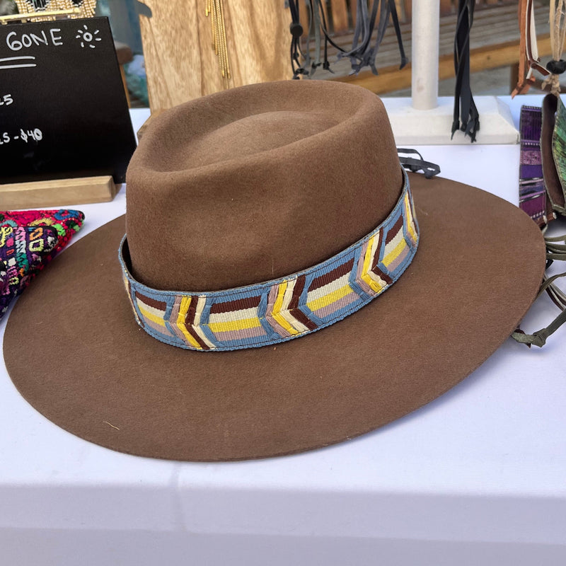 Unique 70's inspired hat band, a true piece of art for high crown hats